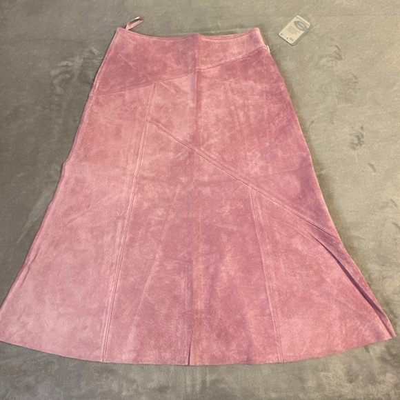 Boho Chic Suede Skirt Skotts Pink Size 8 Washable Midi NWT Western Cowgirl 90s - Picture 9 of 9